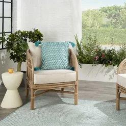 Discount Kirklands Home Turquoise Knotted Tassel Outdoor Throw Pillow Blue