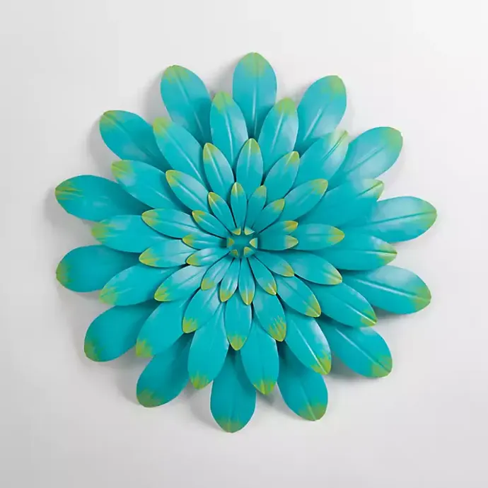 Best Kirklands Home Turquoise Metal Flower Outdoor Wall Plaque Blue