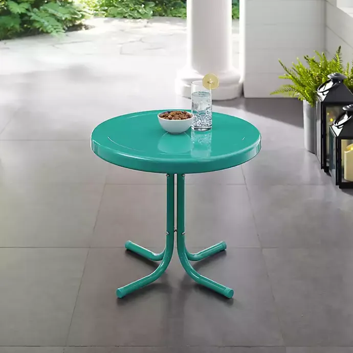 Discount Kirklands Home Turquoise Metal Outdoor Side Table Blue