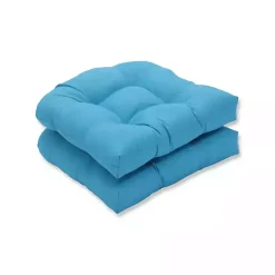Online Kirklands Home Turquoise Outdoor Wicker Chair Cushion, Set of 2 Blue