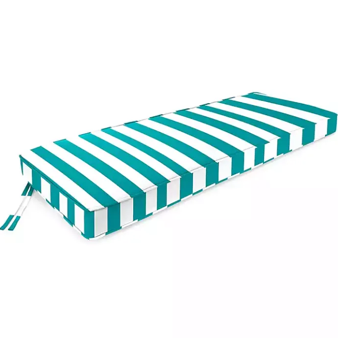 Online Kirklands Home Turquoise Striped Outdoor Settee Cushion