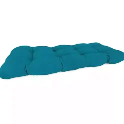 Discount Kirklands Home Turquoise Tufted Canvas Outdoor Bench Cushion Blue