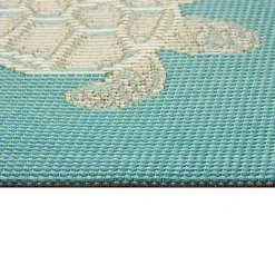 Kirklands Home Turquoise Turtles Indoor/Outdoor Rug, 2x3
