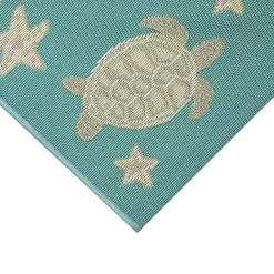 Discount Kirklands Home Turquoise Turtles Indoor/Outdoor Rug, 3x4