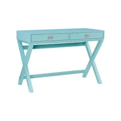 Outlet Kirklands Home Turquoise Wood 2-Drawer Peggy Desk Blue