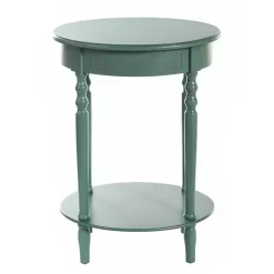 Online Kirklands Home Turquoise Wood Oval Emily Accent Table Blue