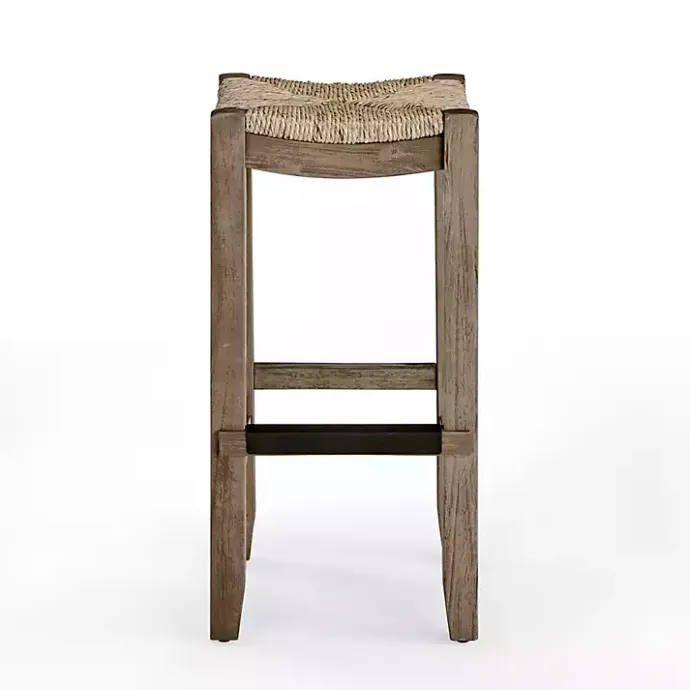 Kirklands Home Twisted Seagrass and Wood Bar Stool Tan
