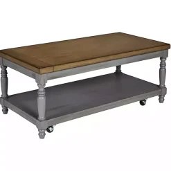 Discount Kirklands Home Two Tone Coffee Table and End Tables, Set of 3 Gray