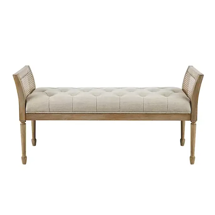 Sale Kirklands Home Upholstered Cane Martha Stewart Isla Bench Tan