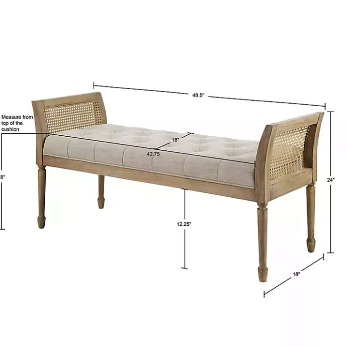 Sale Kirklands Home Upholstered Cane Martha Stewart Isla Bench Tan