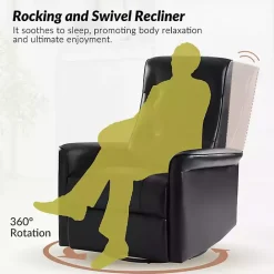 Sale Kirklands Home Val Faux Leather Swivel Power Recliner Black