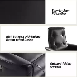 Sale Kirklands Home Val Faux Leather Swivel Power Recliner Black