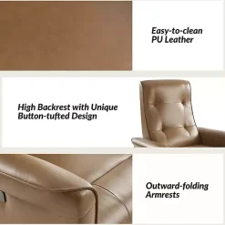Outlet Kirklands Home Val Faux Leather Swivel Power Recliner Brown