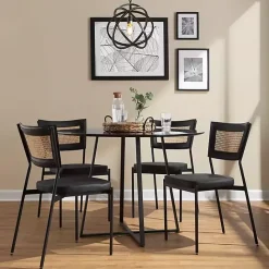 Online Kirklands Home Vegan Leather and Rattan Dining Chairs, Set of 2