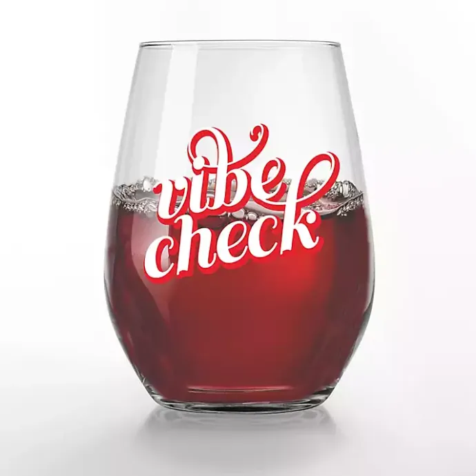 Discount Kirklands Home Vibe Check Stemless Wine Glasses, Set of 2 Red