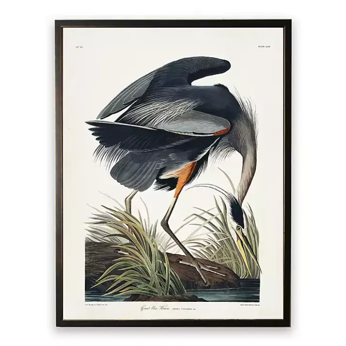 Outlet Kirklands Home Vintage Blue Heron Bookplate Framed Art Print