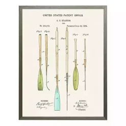 New Kirklands Home Vintage Boat Oars Patent Framed Art Print