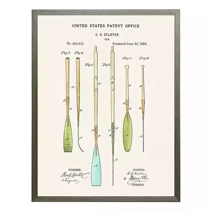 New Kirklands Home Vintage Boat Oars Patent Framed Art Print
