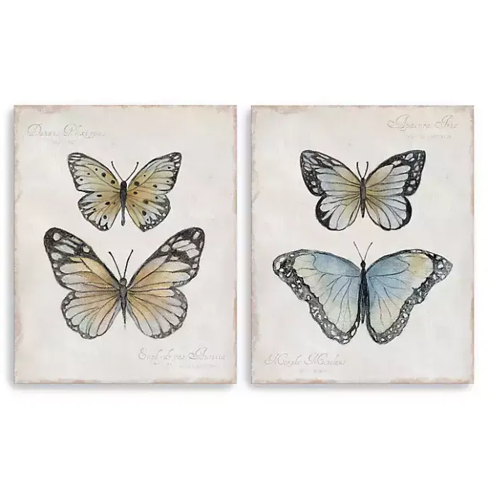 Sale Kirklands Home Vintage Butterflies Canvas Art Prints, Set of 2