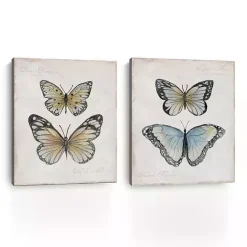 Sale Kirklands Home Vintage Butterflies Canvas Art Prints, Set of 2