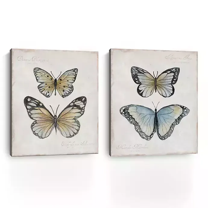 Sale Kirklands Home Vintage Butterflies Canvas Art Prints, Set of 2
