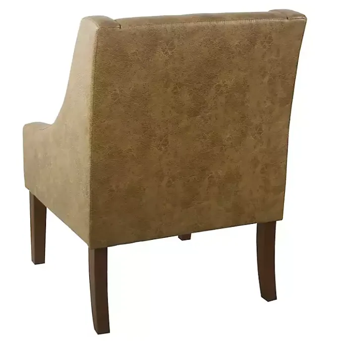 Discount Kirklands Home Vintage Faux Leather Swoop Accent Chair Brown