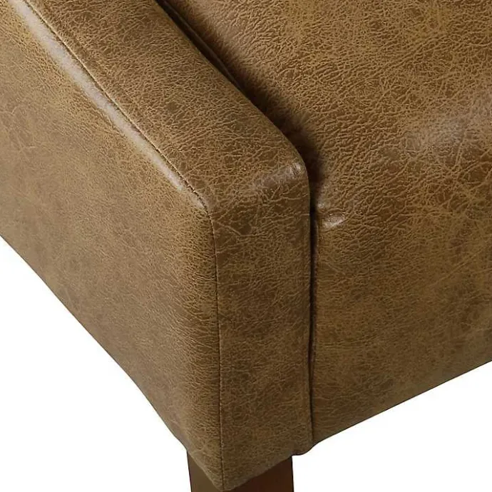Discount Kirklands Home Vintage Faux Leather Swoop Accent Chair Brown