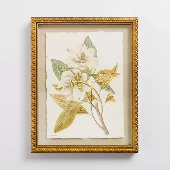 Kirklands Home Vintage Floral Gold Framed Art Print White