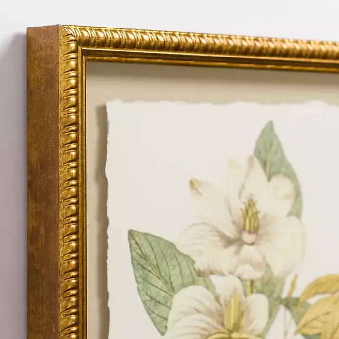 Kirklands Home Vintage Floral Gold Framed Art Print White
