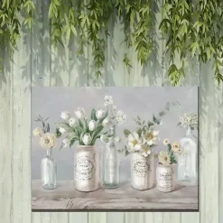 New Kirklands Home Vintage Floral Vases Outdoor Canvas Art Print