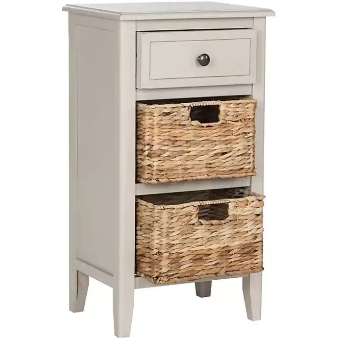 Outlet Kirklands Home Vintage Wood Baskets Everly Accent Table Gray