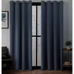 New Kirklands Home Vintage Indigo Woven Curtain Panel Set, 84 in. Blue