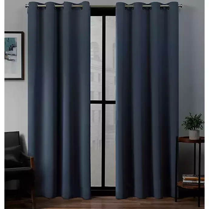New Kirklands Home Vintage Indigo Woven Curtain Panel Set, 84 in. Blue