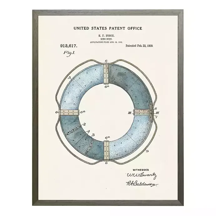Hot Kirklands Home Vintage Ring Bouy Patent Framed Art Print