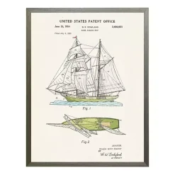 Hot Kirklands Home Vintage Sailing Ship Patent Framed Art Print