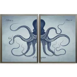 Outlet Kirklands Home Vintage Split Octopus Framed Art Prints, Set of 2 Blue