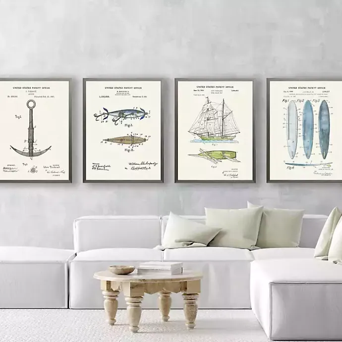 Discount Kirklands Home Vintage Surfboards Patent Framed Art Print