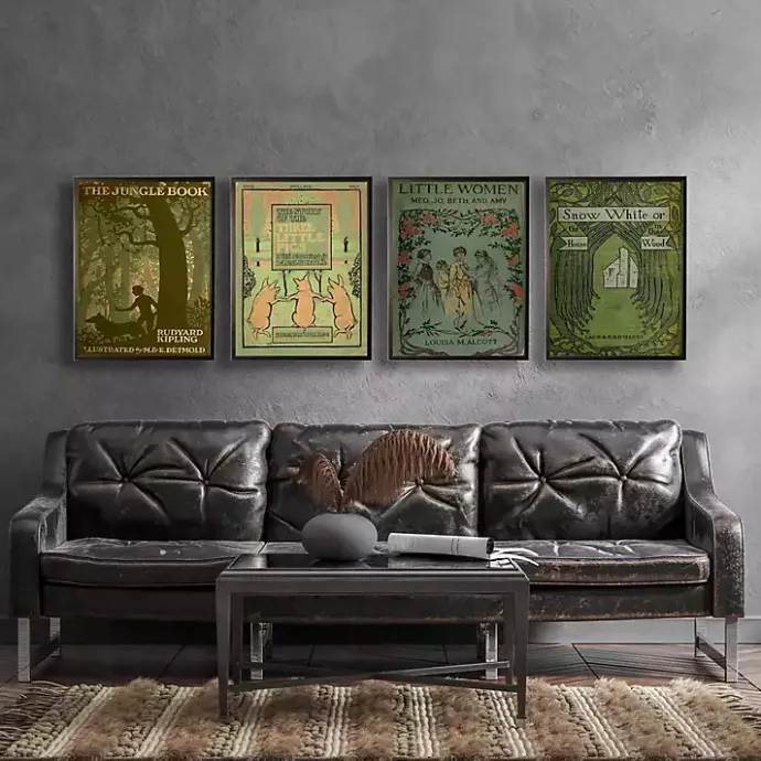 New Kirklands Home Vintage The Jungle Book Cover Framed Wall Art Green