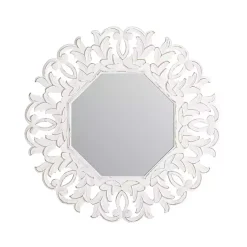 New Kirklands Home Vintage White Carved Octagon Wall Mirror