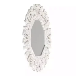 New Kirklands Home Vintage White Carved Octagon Wall Mirror