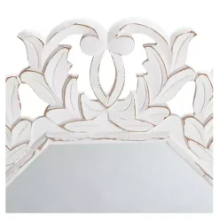 New Kirklands Home Vintage White Carved Octagon Wall Mirror