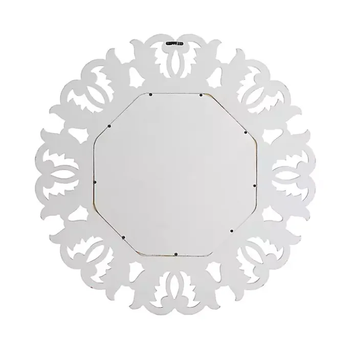 New Kirklands Home Vintage White Carved Octagon Wall Mirror