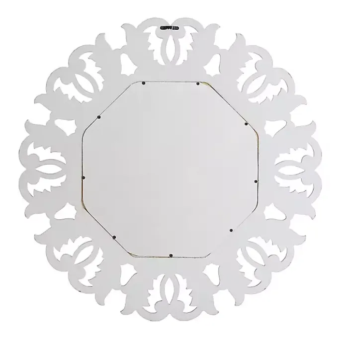 New Kirklands Home Vintage White Carved Octagon Wall Mirror