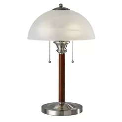 Outlet Kirklands Home Walnut Alabaster Frosted Glass Table Lamp White