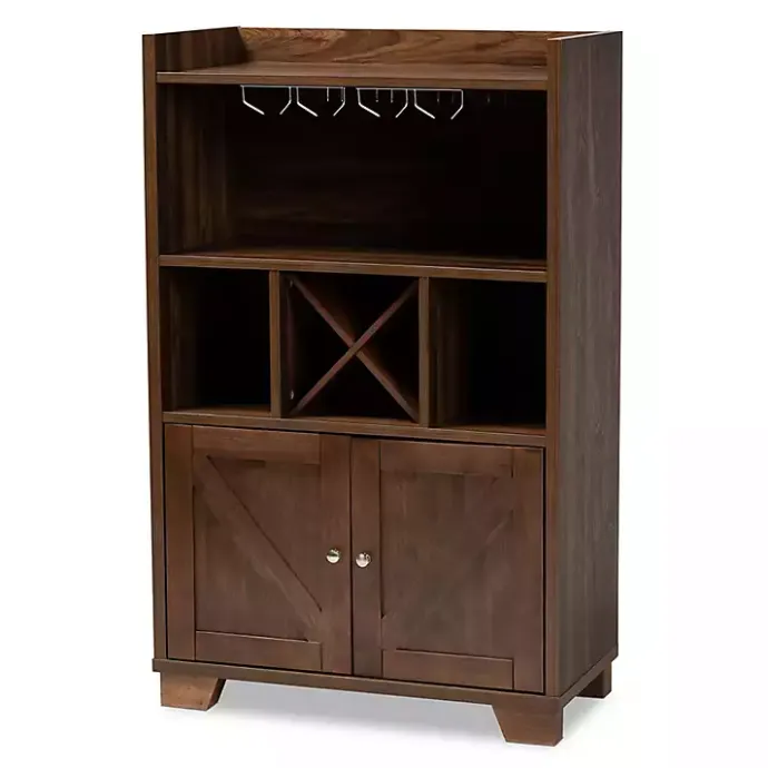 Best Kirklands Home Walnut Brown Open Shelf Wine Cabinet
