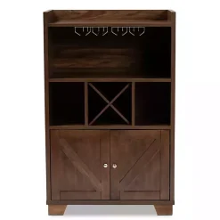 Best Kirklands Home Walnut Brown Open Shelf Wine Cabinet