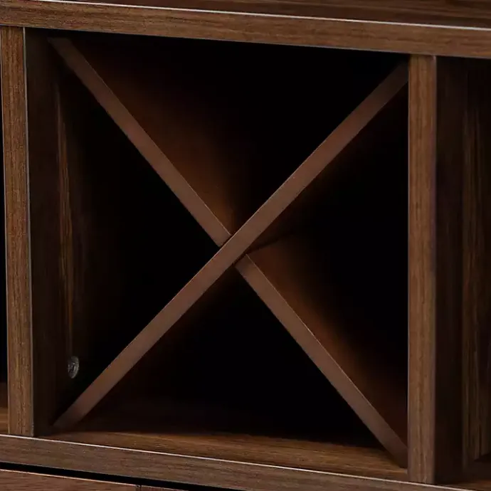 Best Kirklands Home Walnut Brown Open Shelf Wine Cabinet