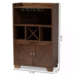 Best Kirklands Home Walnut Brown Open Shelf Wine Cabinet