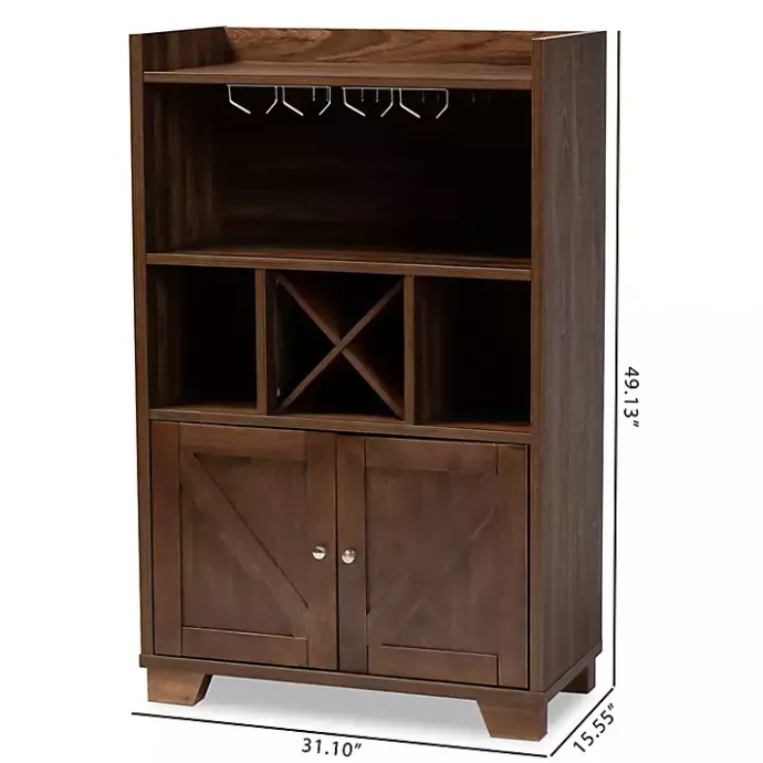 Best Kirklands Home Walnut Brown Open Shelf Wine Cabinet