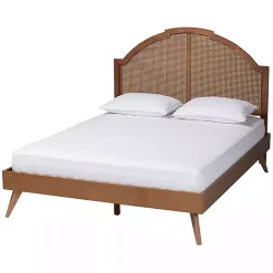 New Kirklands Home Walnut Rattan Kelly Queen Platform Bed Brown